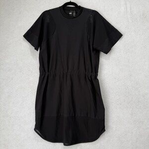 Adidas Dress Womens XS Black T-Shirt Short Sleeve Perforated Drawcord Athletic